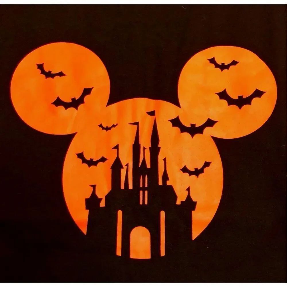 UNBRANDED MICKEY DISNEY EAR HALLOWEEN TEE - L Sz S - NWT. Cotton/Poly Blend.